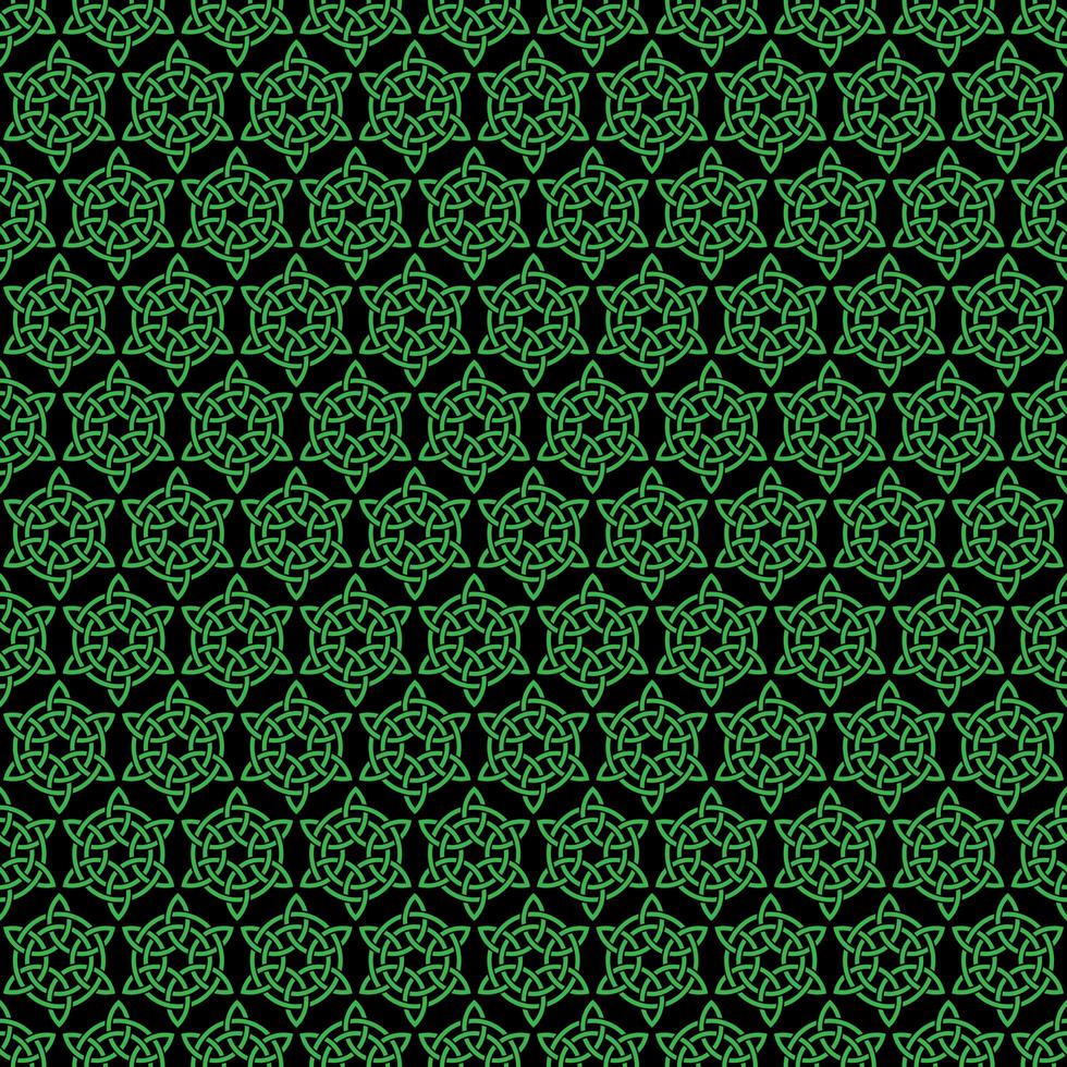 Seamless green and black celtic knot pattern vector