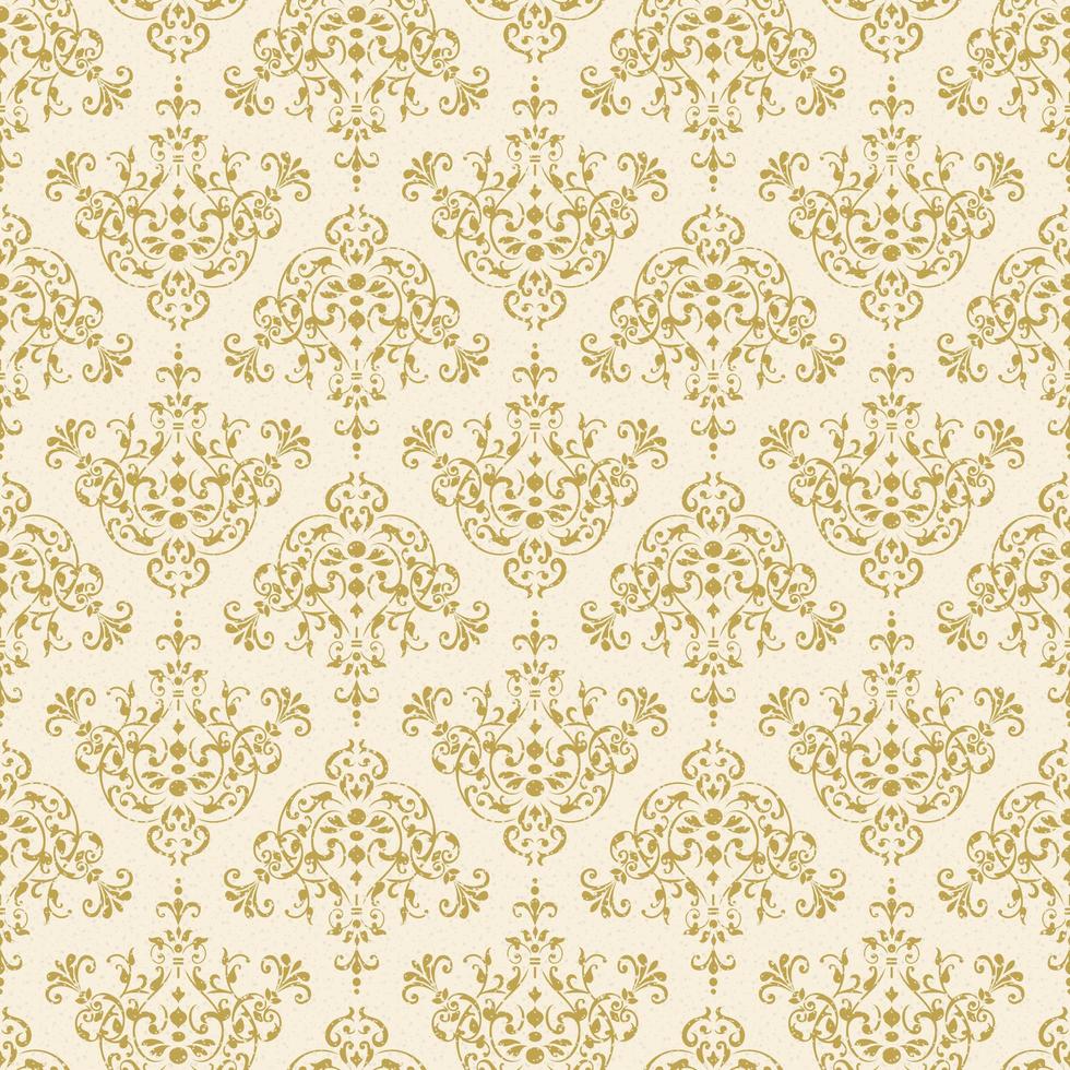 patrón de damasco decorativo intrincado oro transparente vector