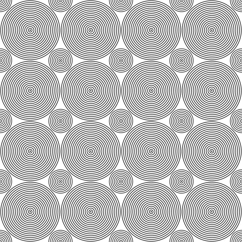 Seamless black concentric circles  dot pattern vector