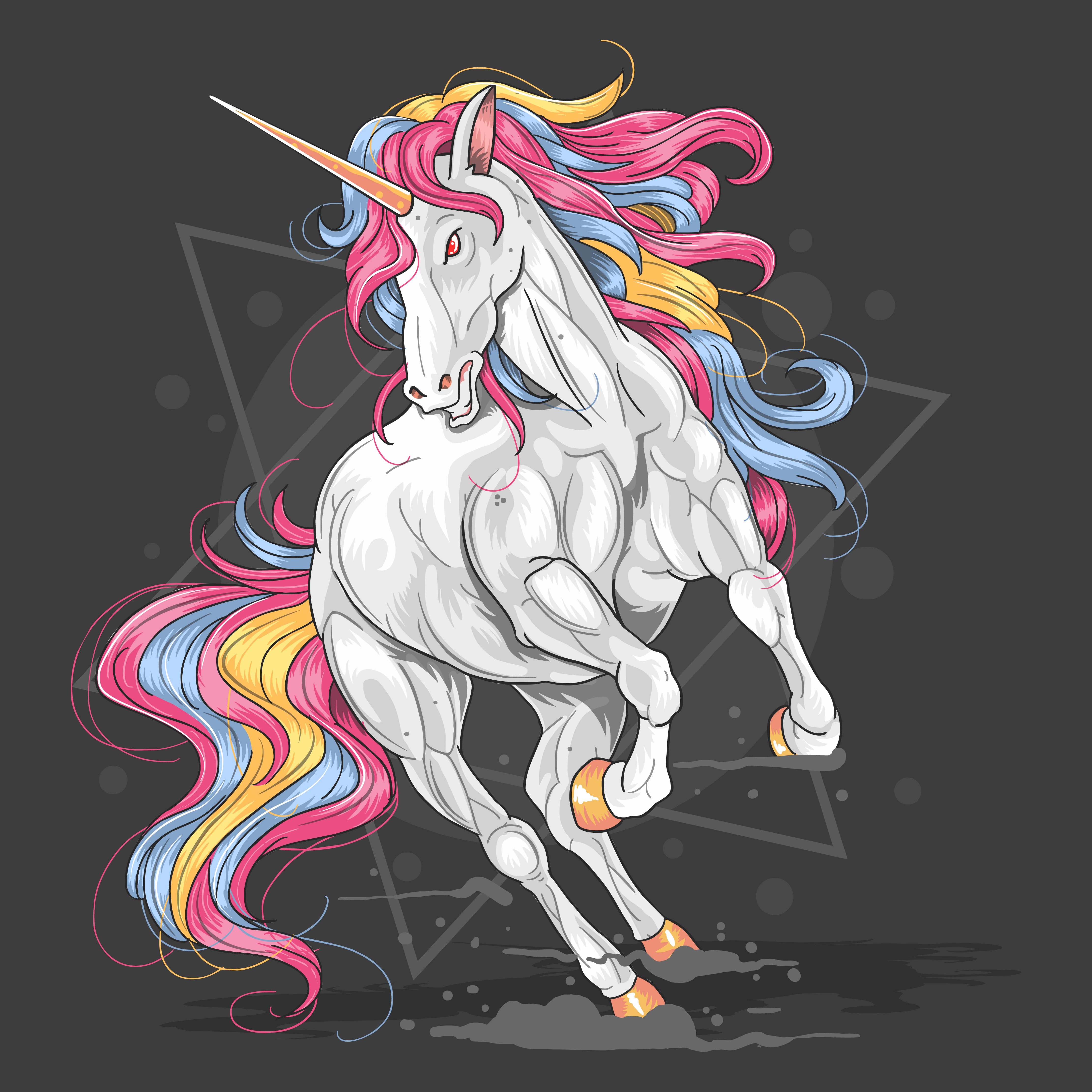 Running Unicorn With Rainbow Hair 1156766 Vector Art At Vecteezy