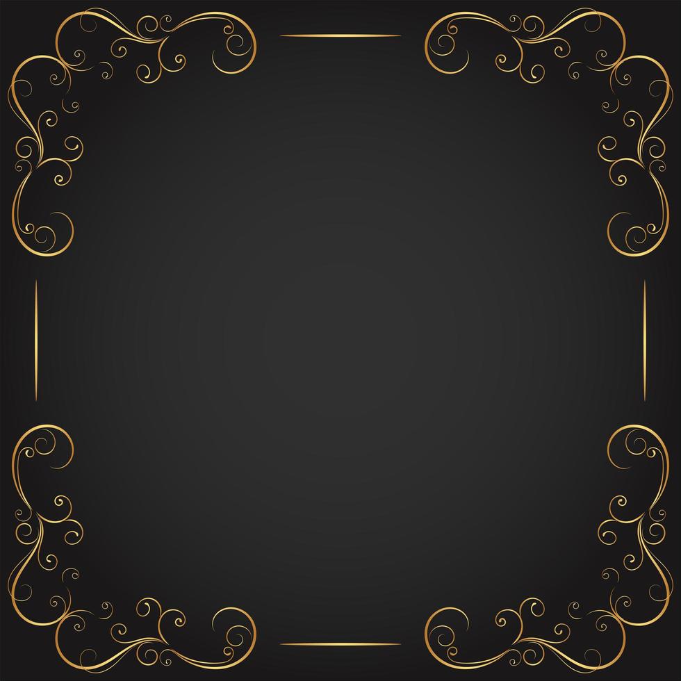 Curly Gold Flourishes in Corners of Square Frame vector