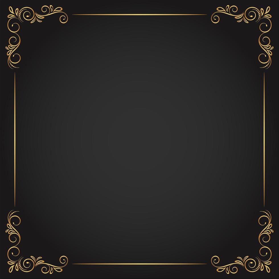 Gold Flourishes and Lines in Square Frame vector