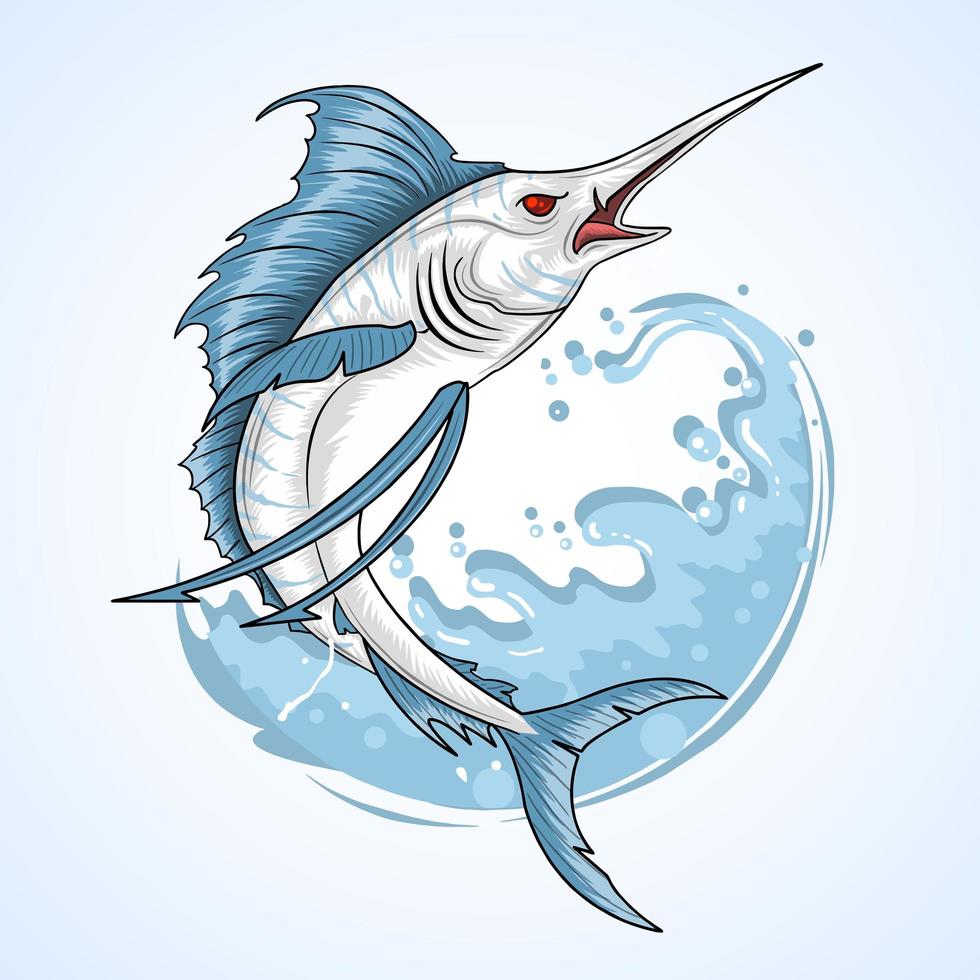 Marlin fish with water design vector