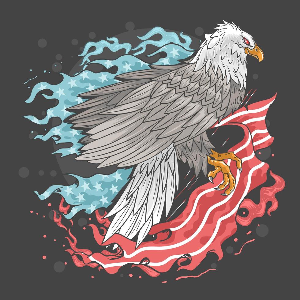 Eagle in front of USA flag vector