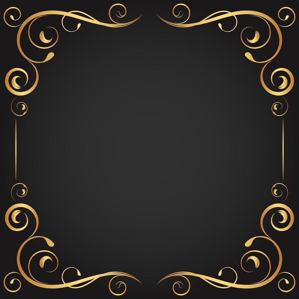 Vintage Gold Curly Flourishes in Square Frame vector