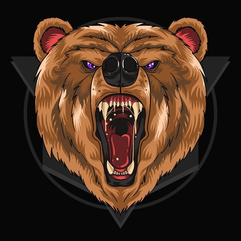 diseño de cabeza de oso grizzly vector
