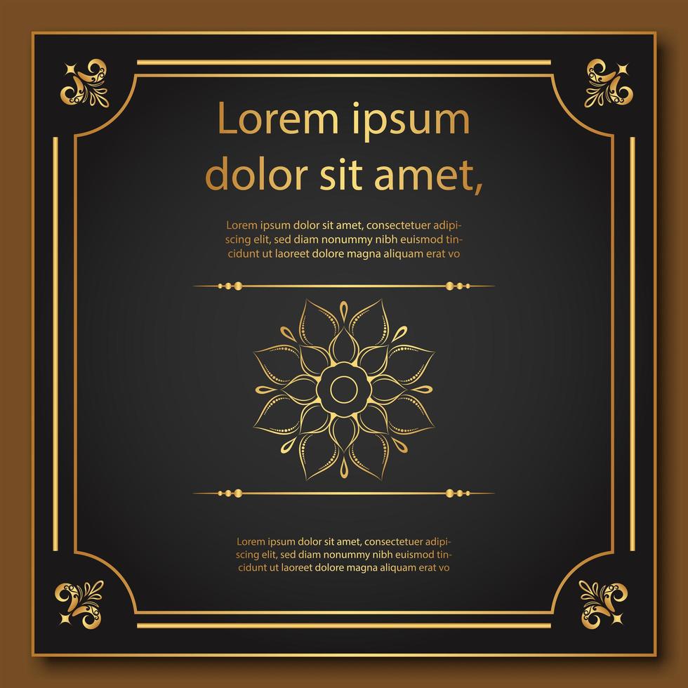 Ornate Golden Frame with Mandala and Borders vector