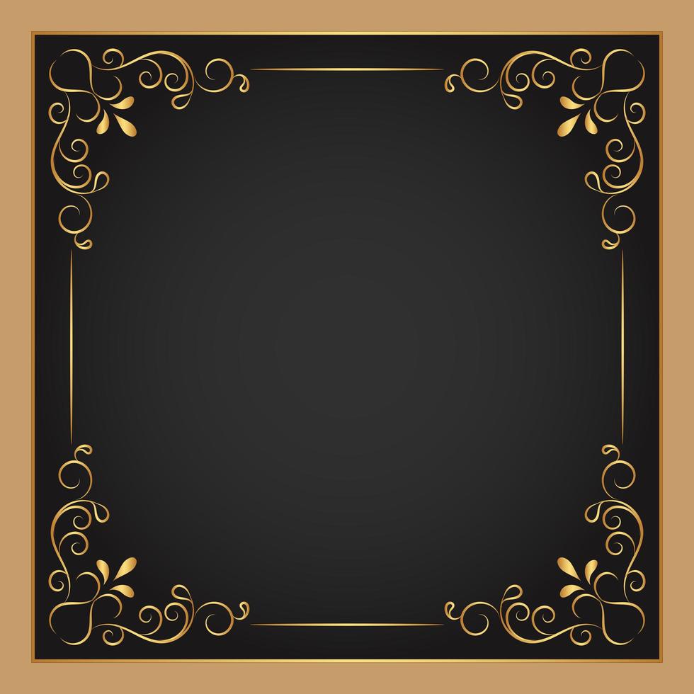 Gold Ornamental Floral Square Frame vector