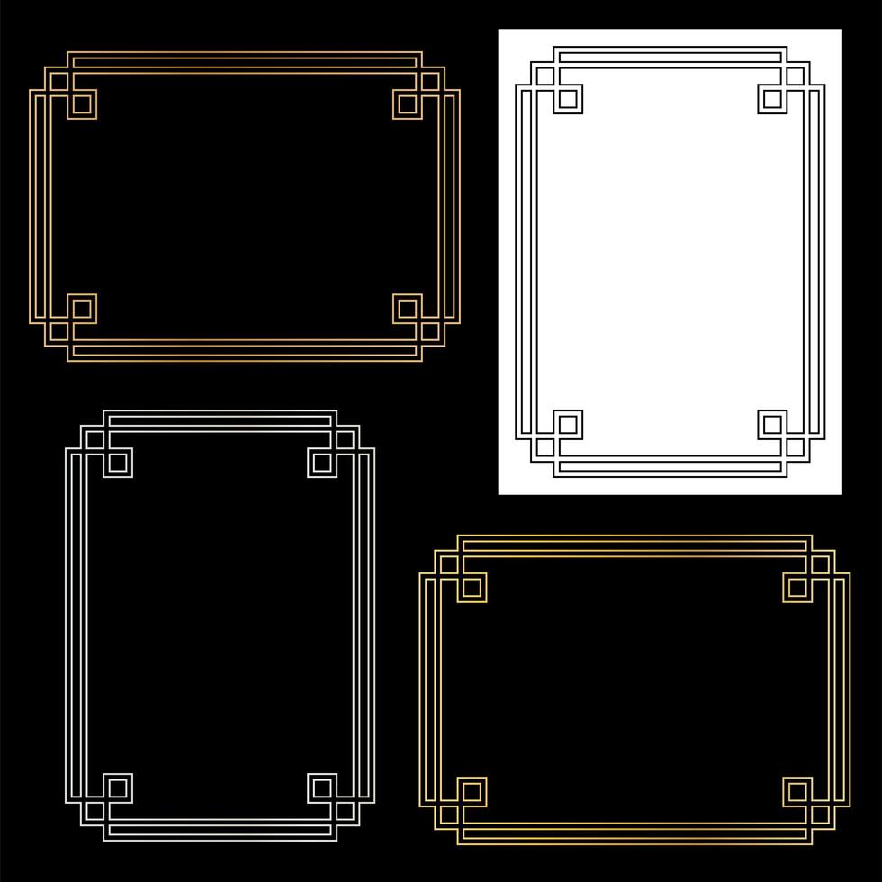 Rectangle metallic fretwork frames vector