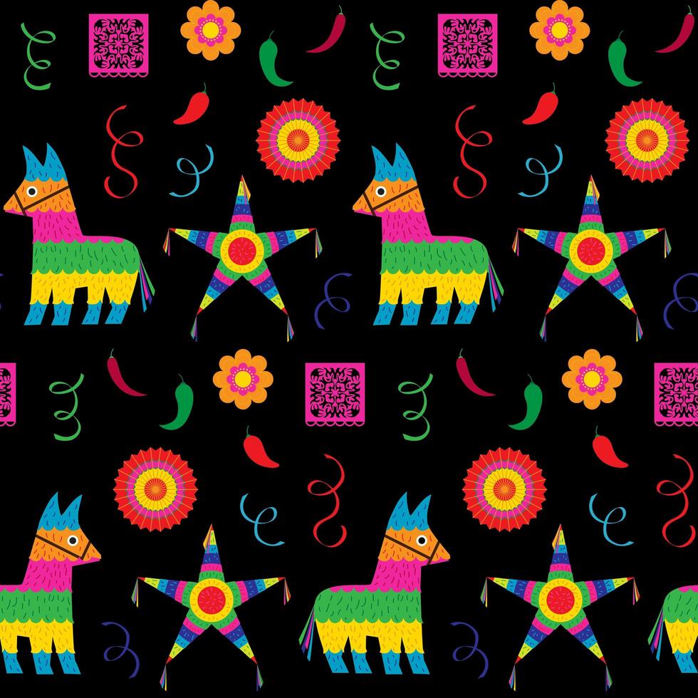 Bright Cinco de Mayo pinata seamless pattern vector