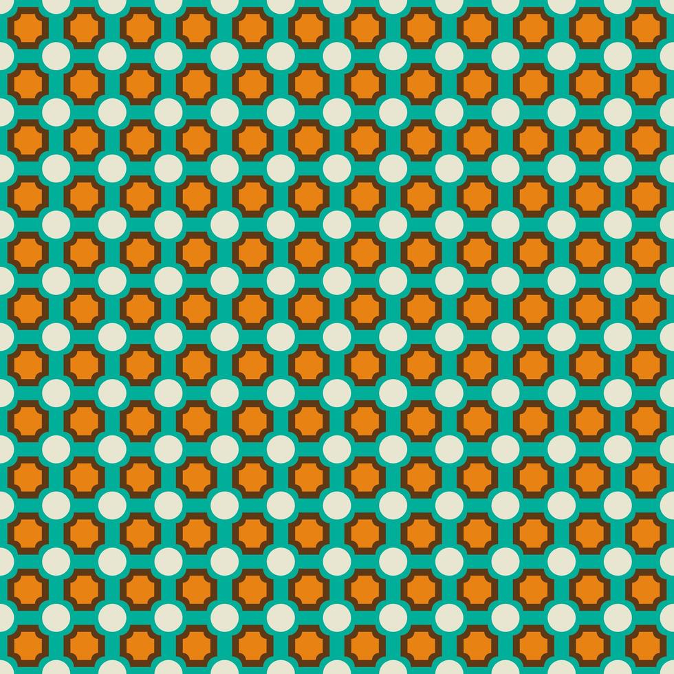 Retro blue and orange geometric seamless pattern vector