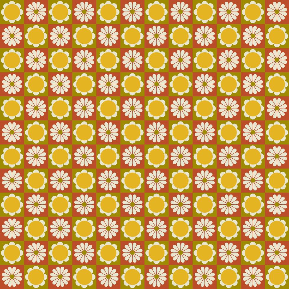 Retro mod daisy seamless pattern vector