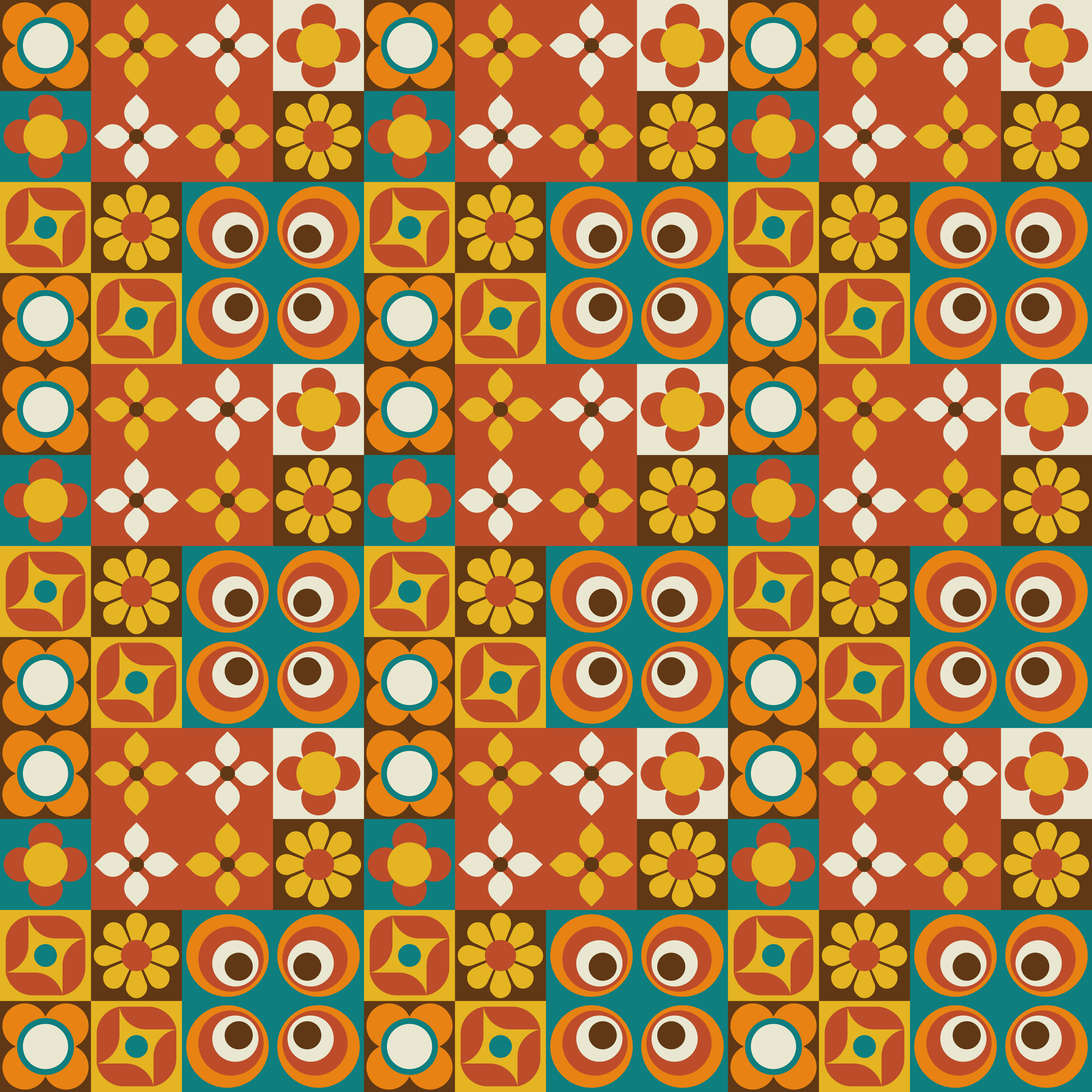 Retro Floral Tile Geometric Seamless Pattern 1156909 Vector Art At Vecteezy