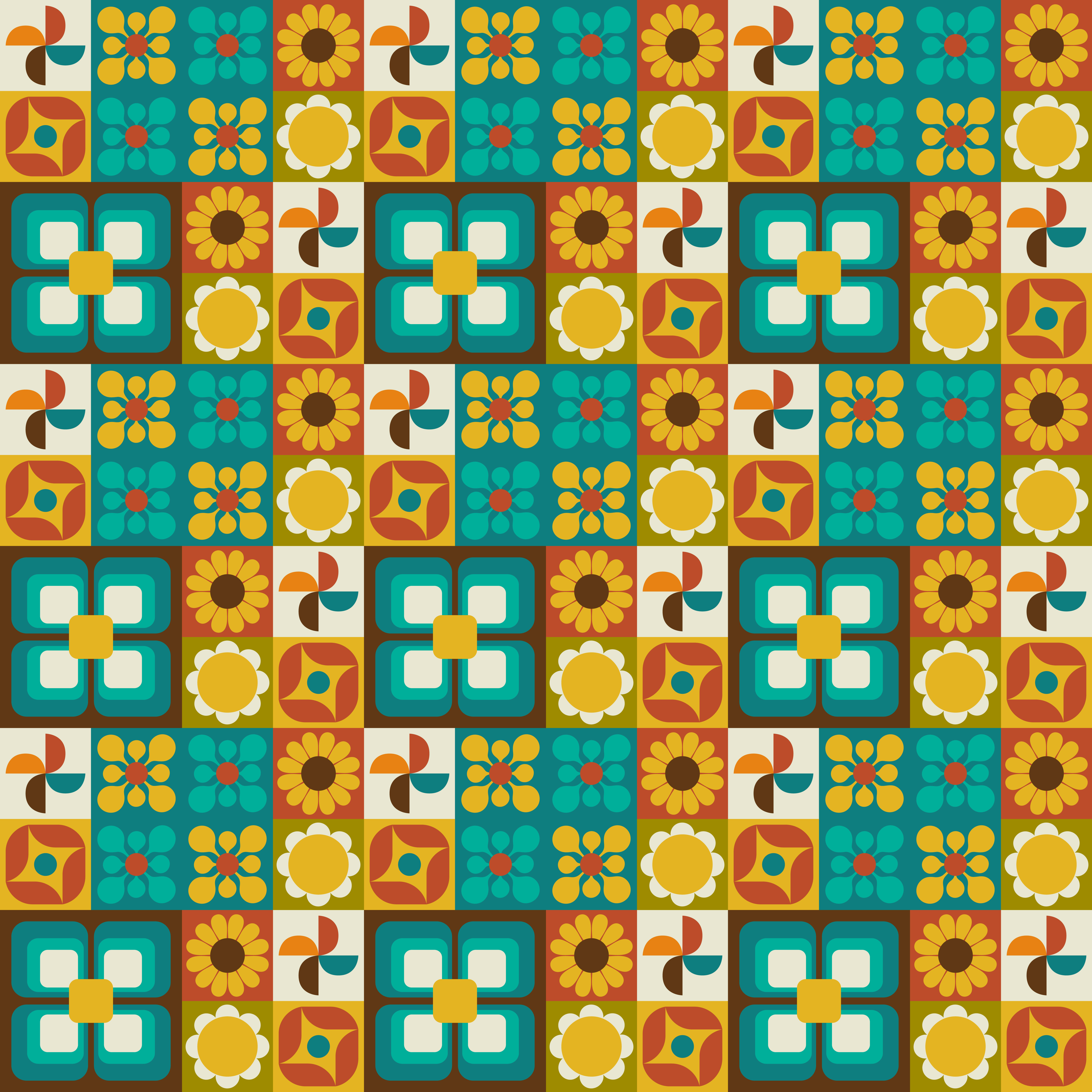 Retro floral geometric seamless pattern 1156912 Vector Art at Vecteezy