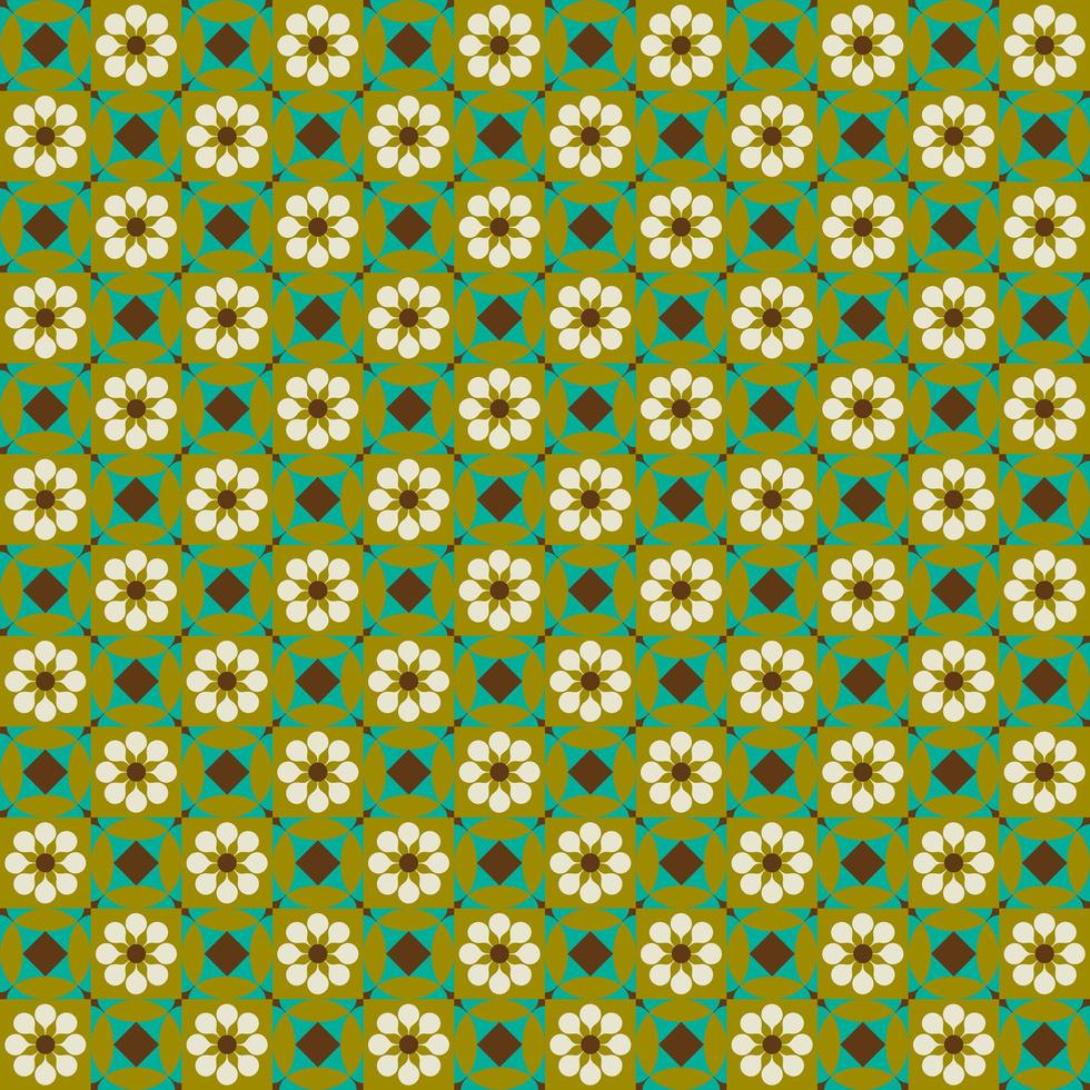 flor retro azulejos de patrones sin fisuras vector