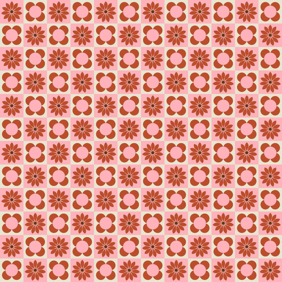 flor rosa retro azulejos de patrones sin fisuras vector