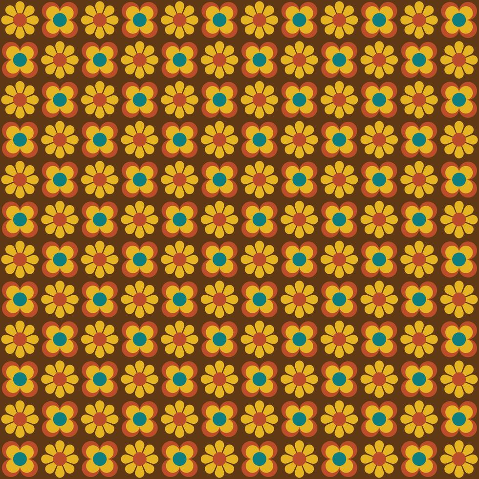 Retro mod yellow flowers seamless pattern vector