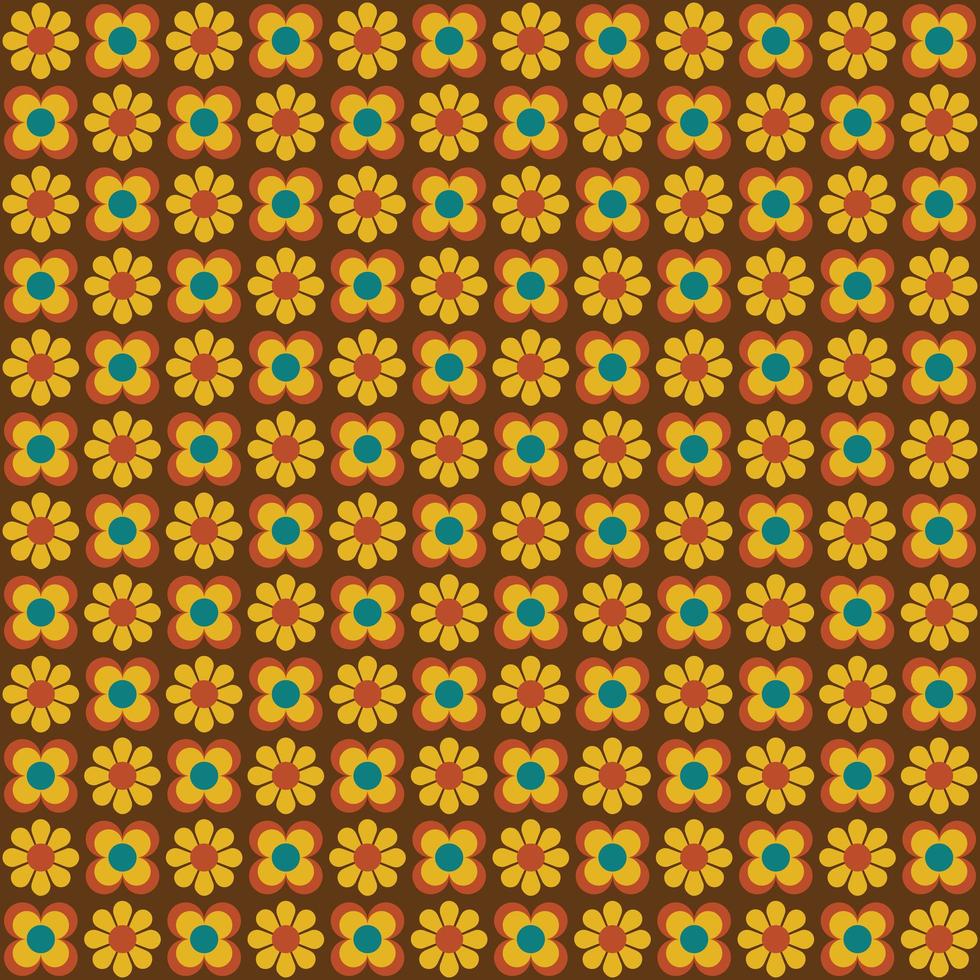 Retro mod yellow flowers seamless pattern vector