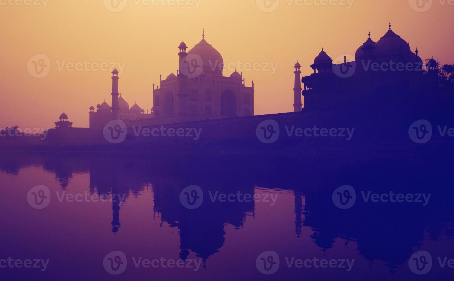 Sunset Silhouette Of A Grand Taj Mahal photo