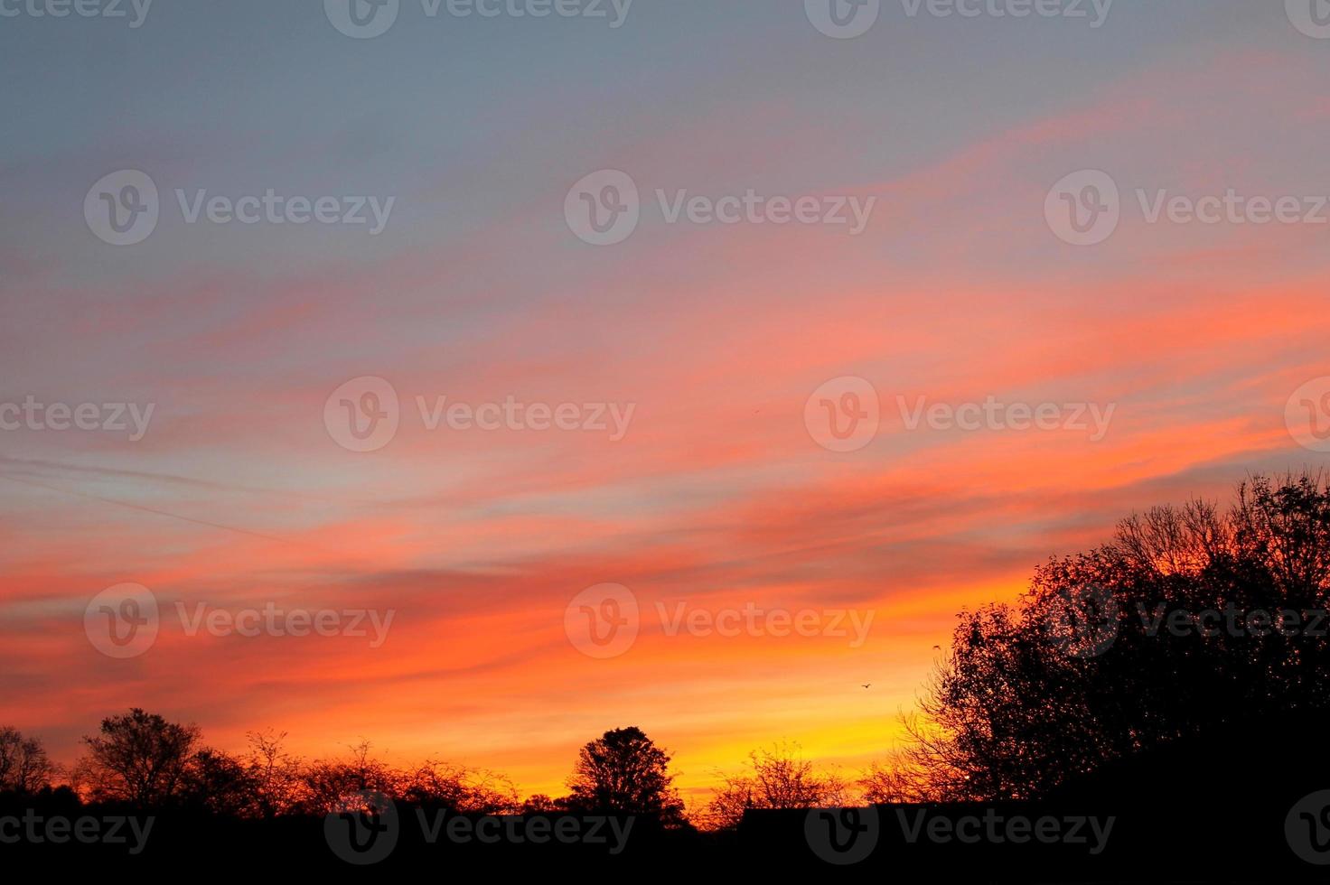 Red sky at night silhouette - sunset, Escomb, North East photo