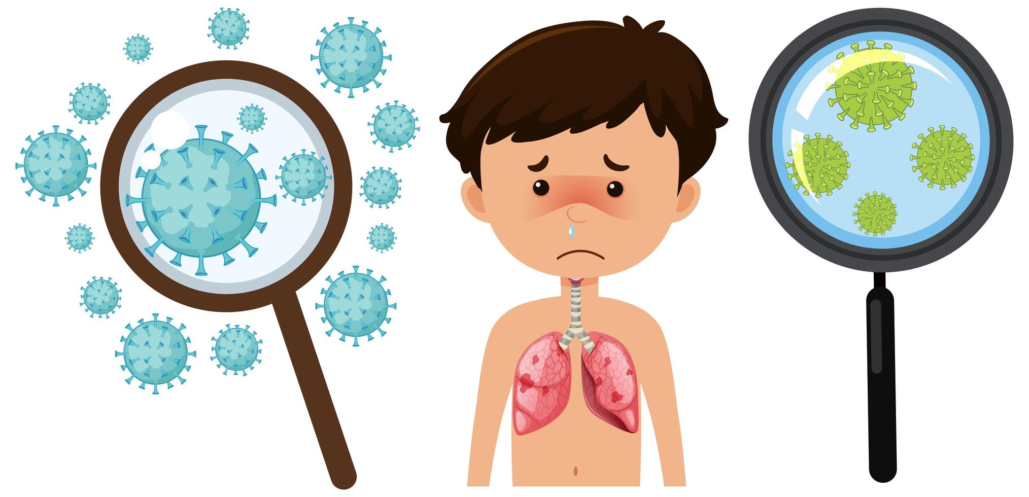 Coronavirus cell and sick boy  vector