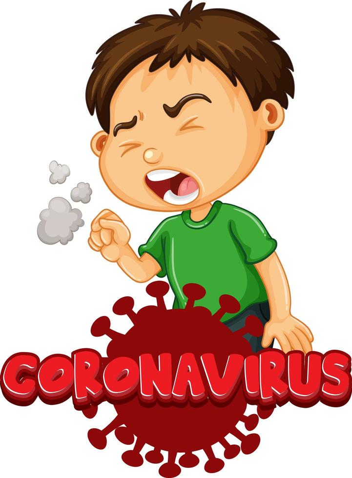 Coronavirus with boy coughing vector