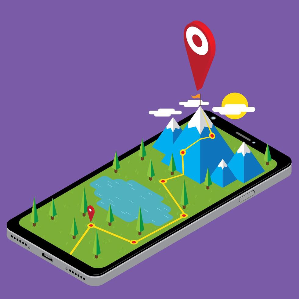 Isometric Mobile Landscape Route vector