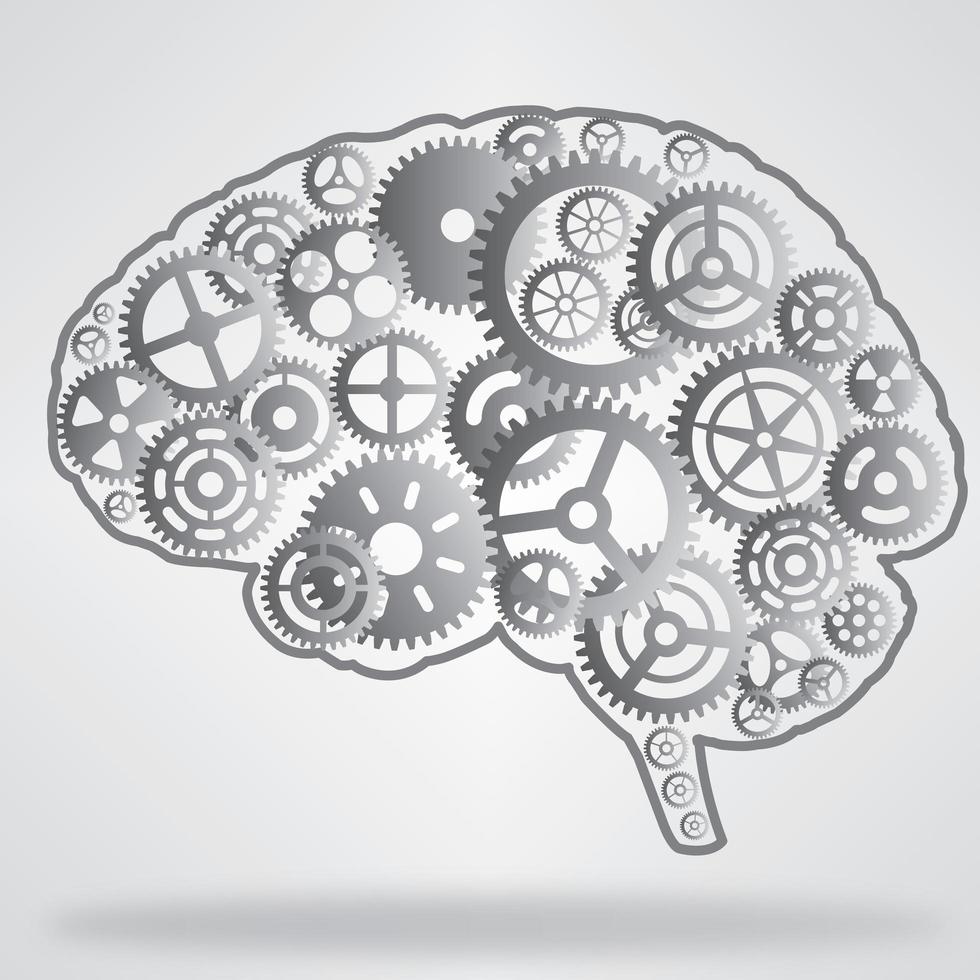 Metallic Brain Shaped Gear Wheels vector