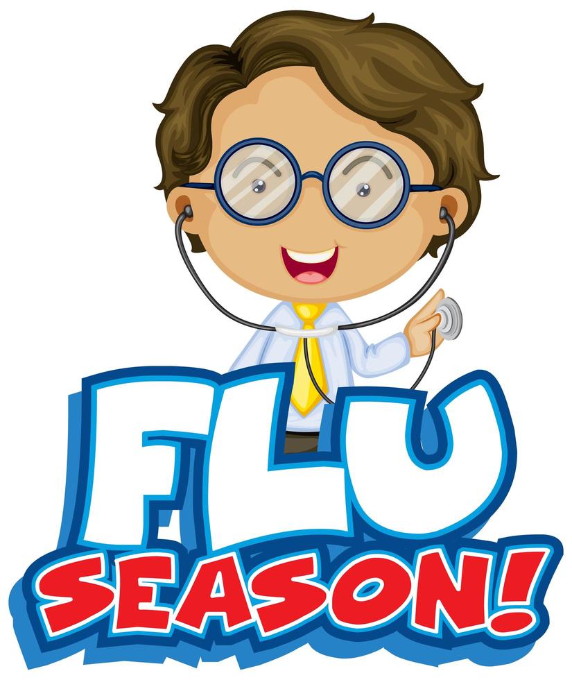 Flu season with happy doctor vector