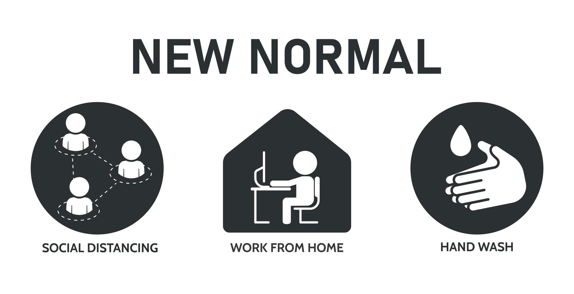 Black, White ''New Normal'' Icons vector