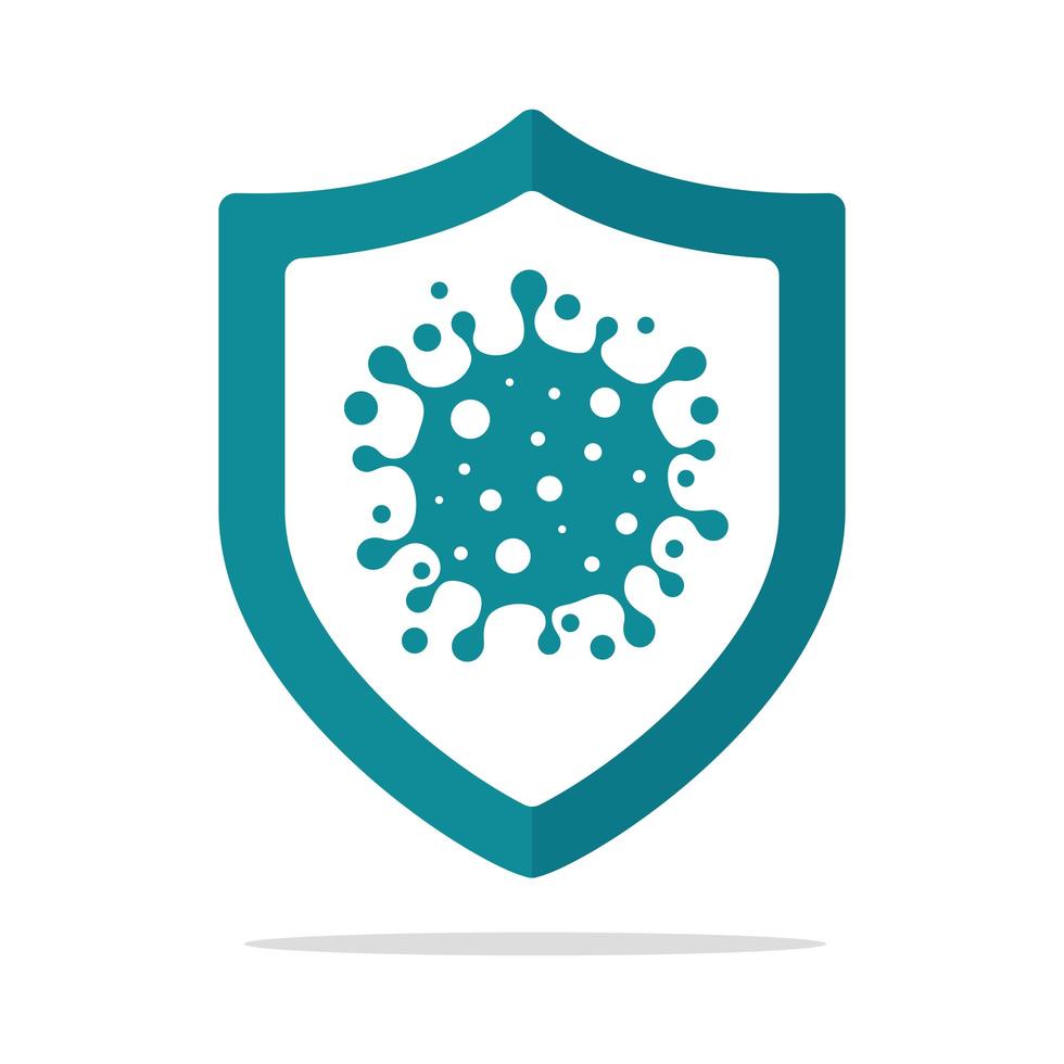 Blue Shield with Virus Cell Inside vector