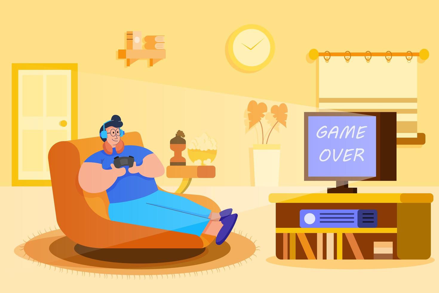 Man playing video game vector
