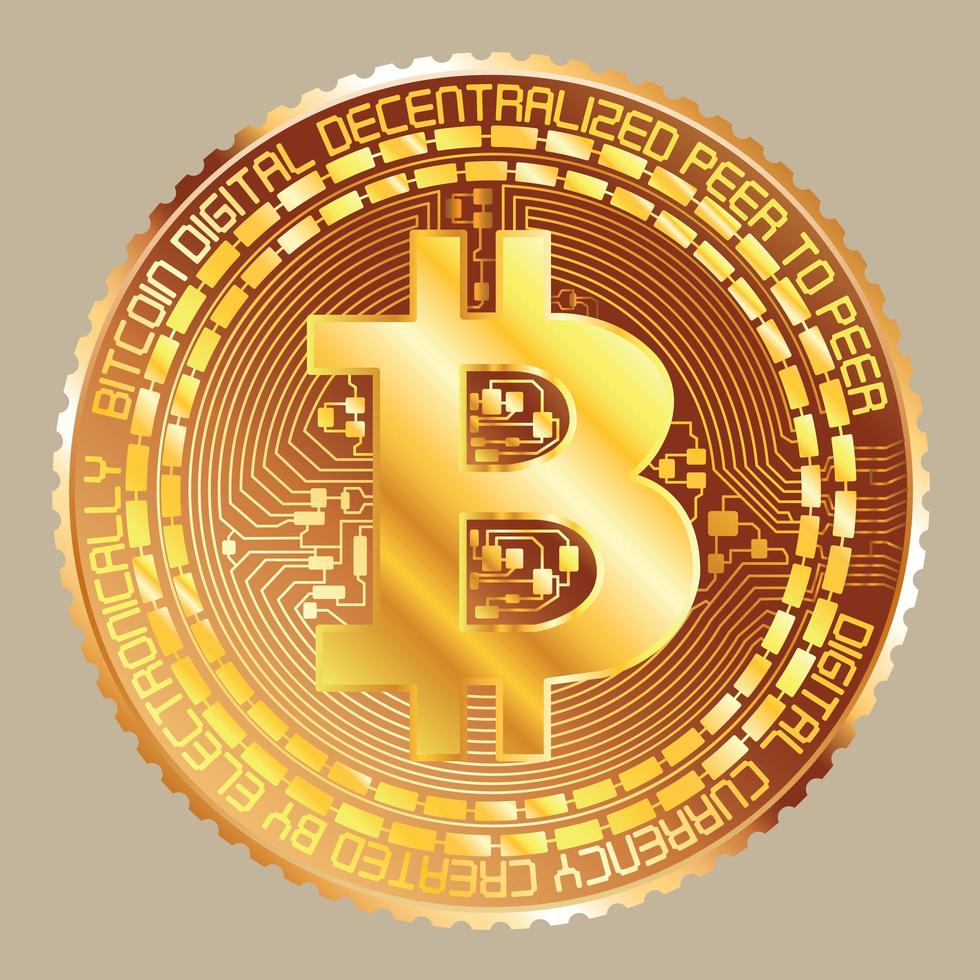 bitcoin dorado metálico vector