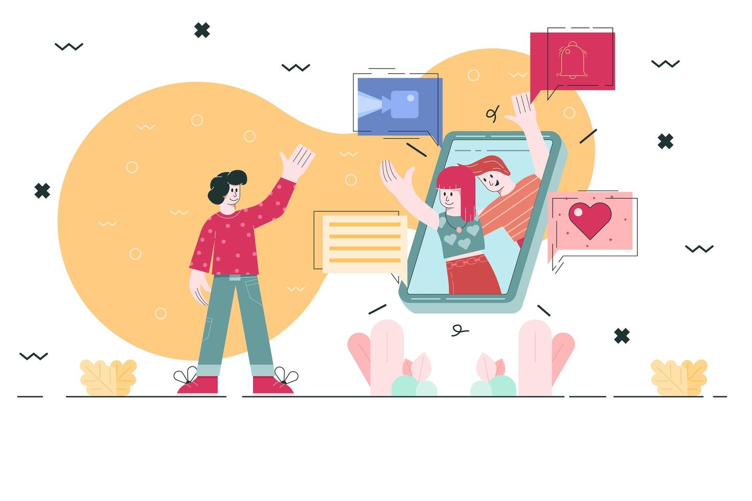 Video conference technology concept vector
