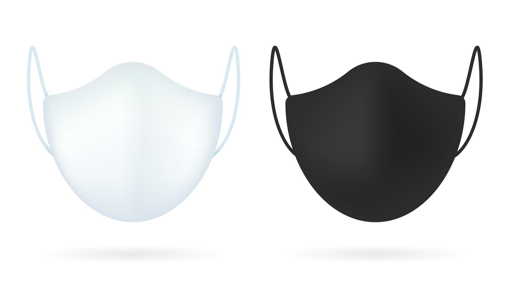 Realistic White, Black Medical Mask vector