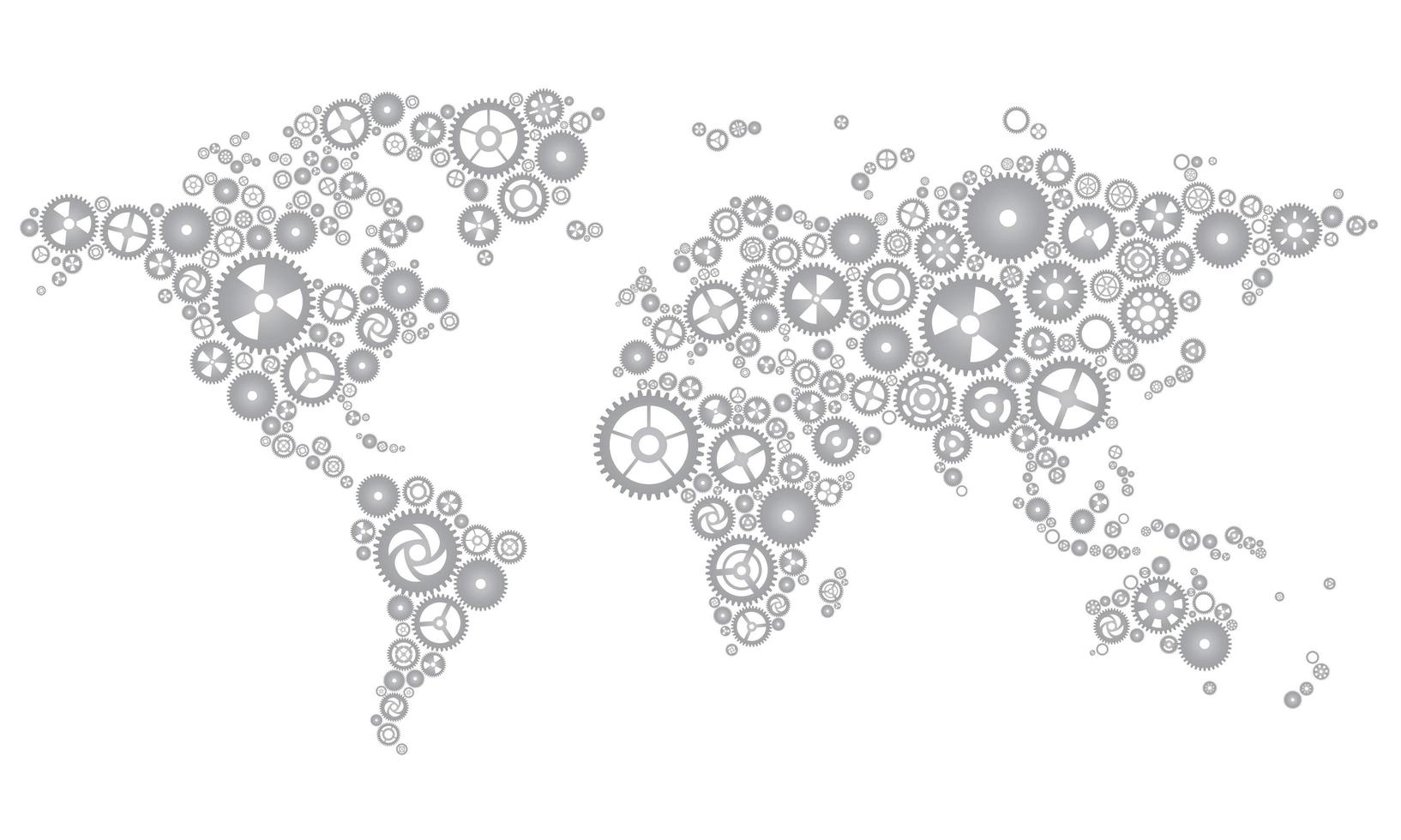 Light Grey Gears World Map vector