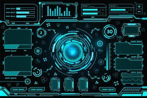 Blue futuristic control panel design vector