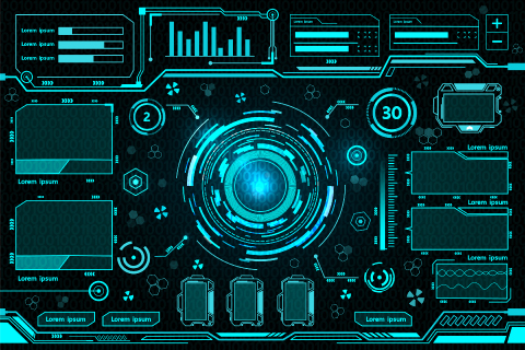 Blue futuristic control panel design 1166103 Vector Art at Vecteezy