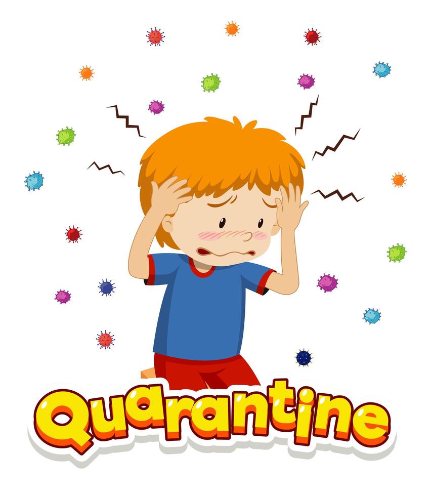 Quarantined boy with headache vector