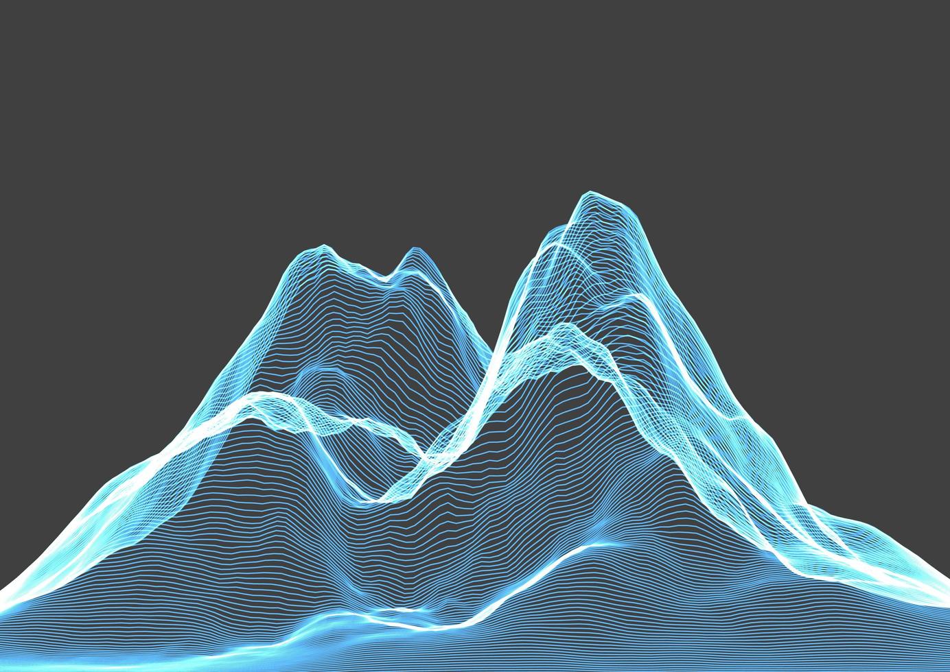 Blue wireframe mountain landscape vector