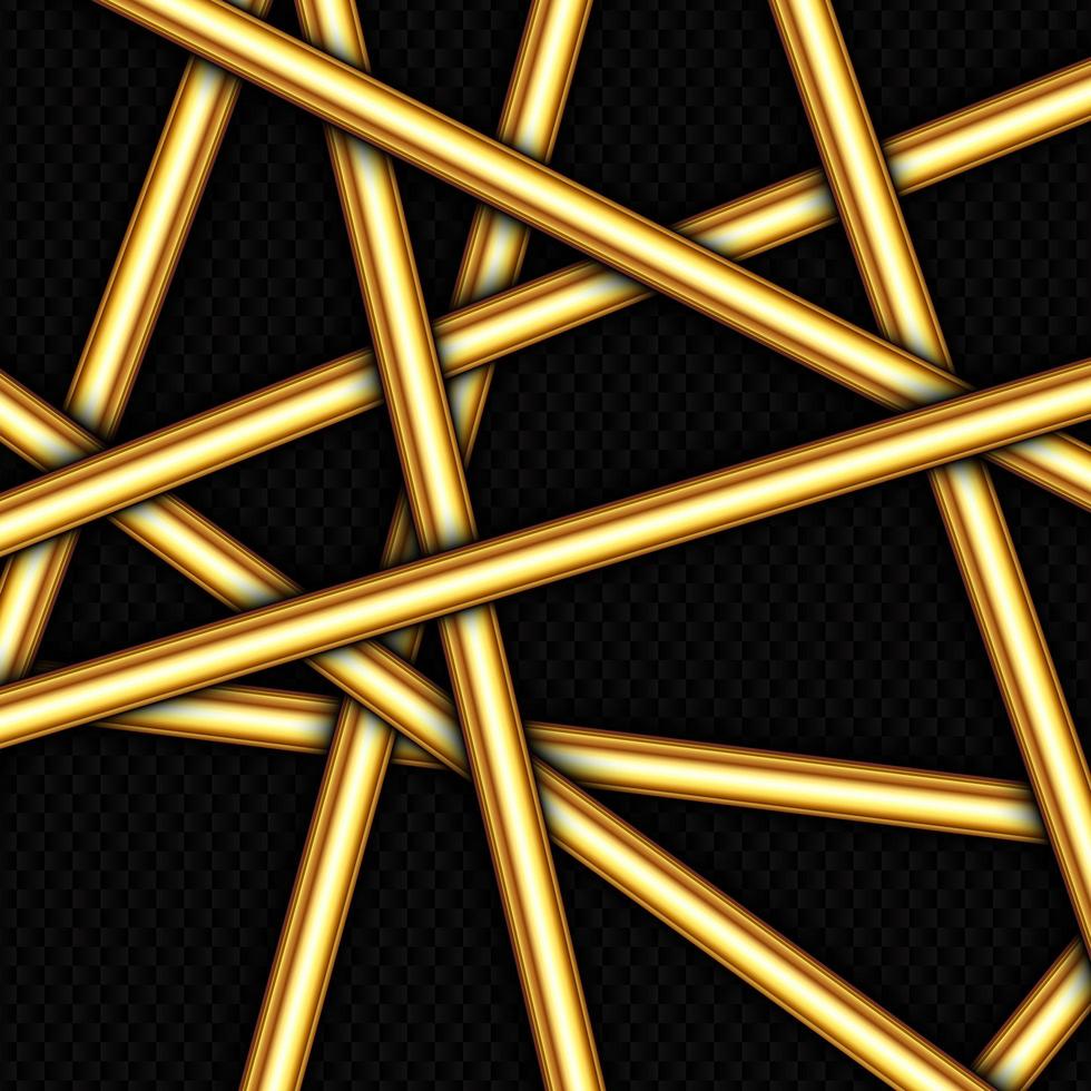 Random angled gold bars on black pattern vector