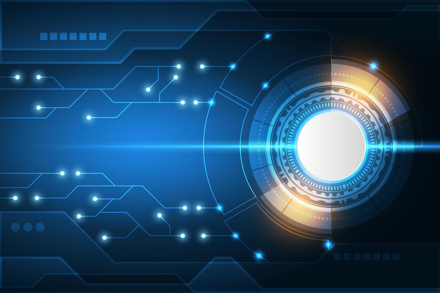 Patrón de circuito circular de alta tecnología y efecto de brillo vector