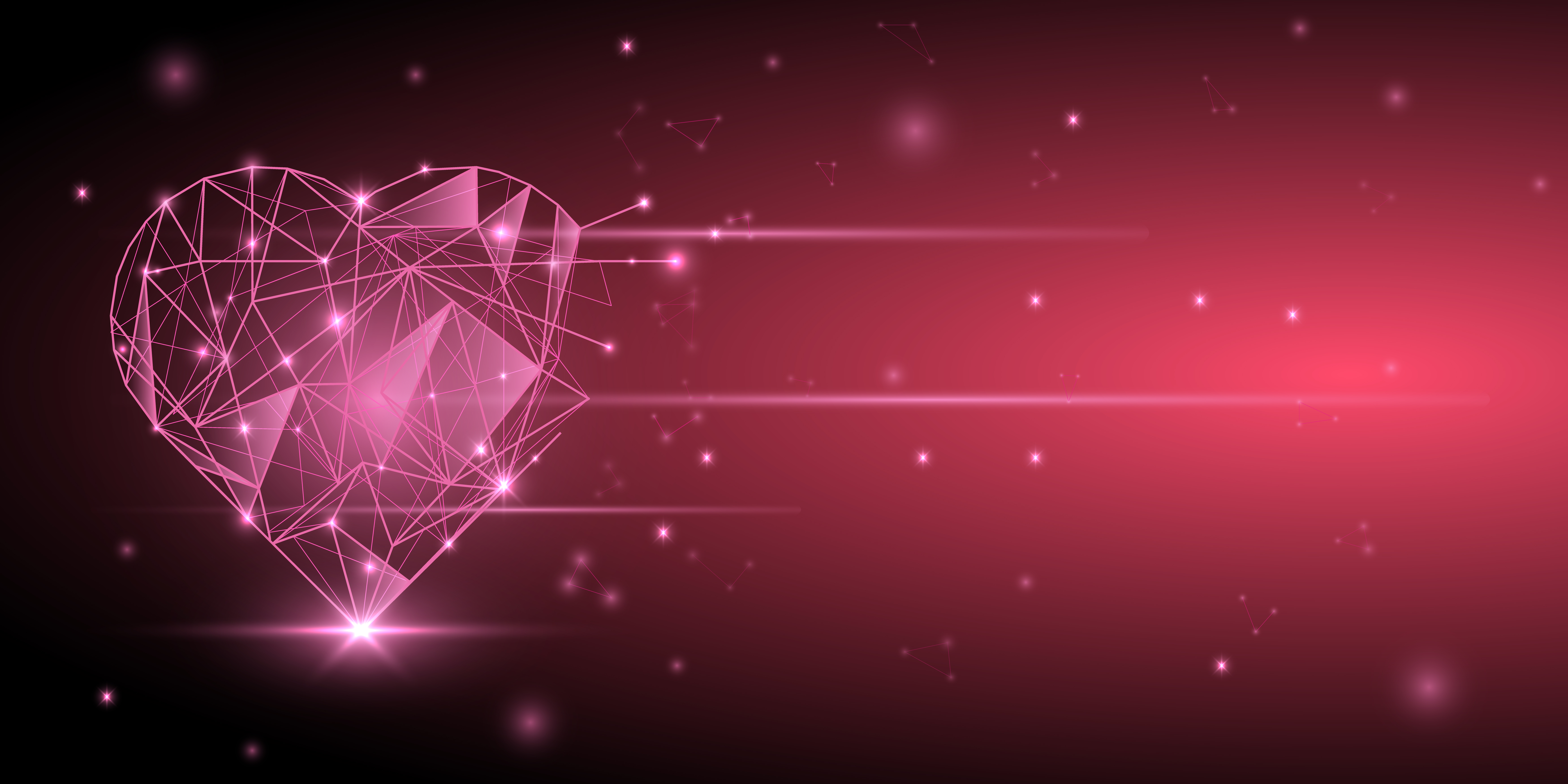 Pink glowing low polygon heart 1166654 Vector Art at Vecteezy