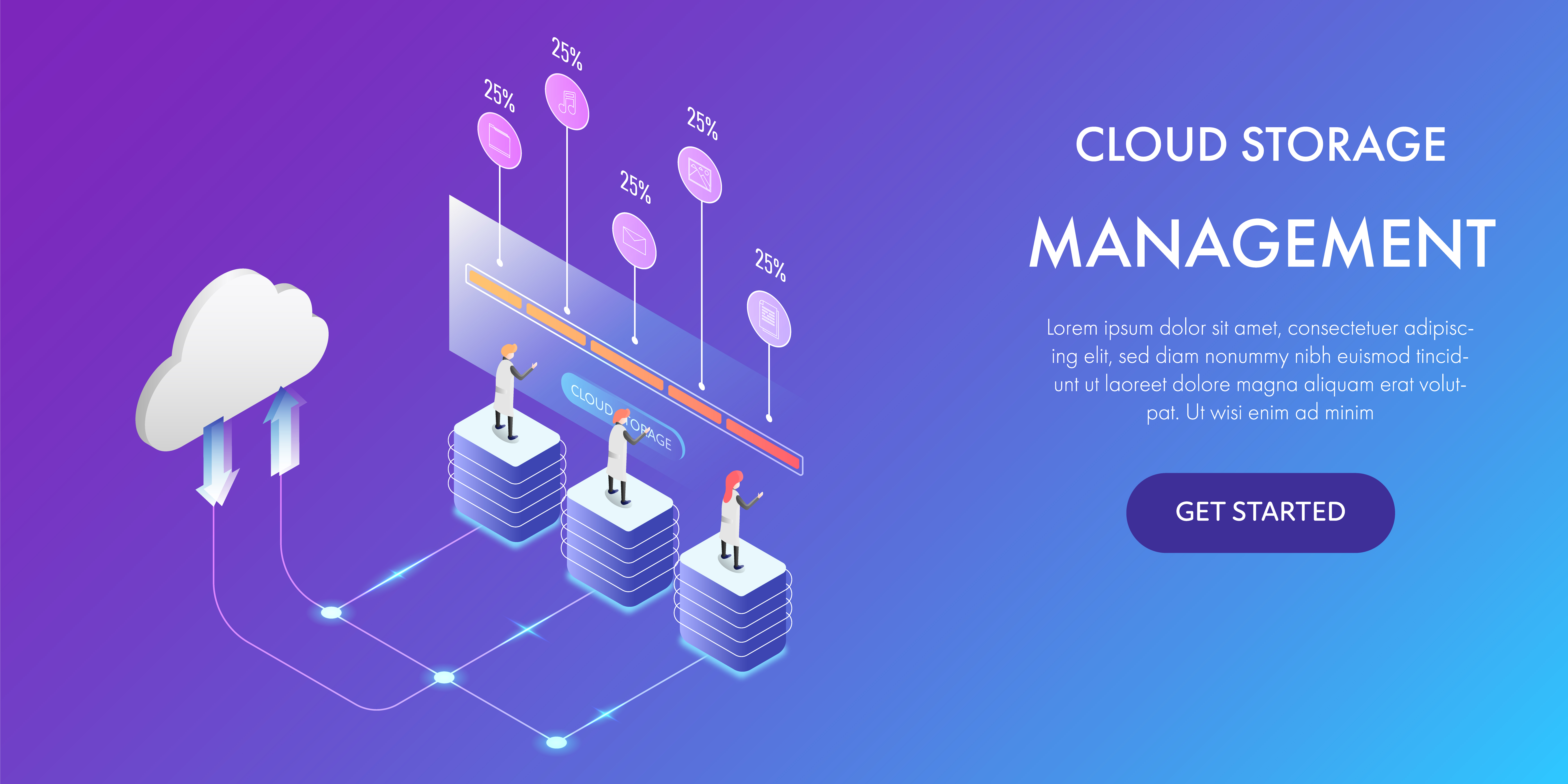 Cloud storage management technology concept 1166675 Vector Art at Vecteezy