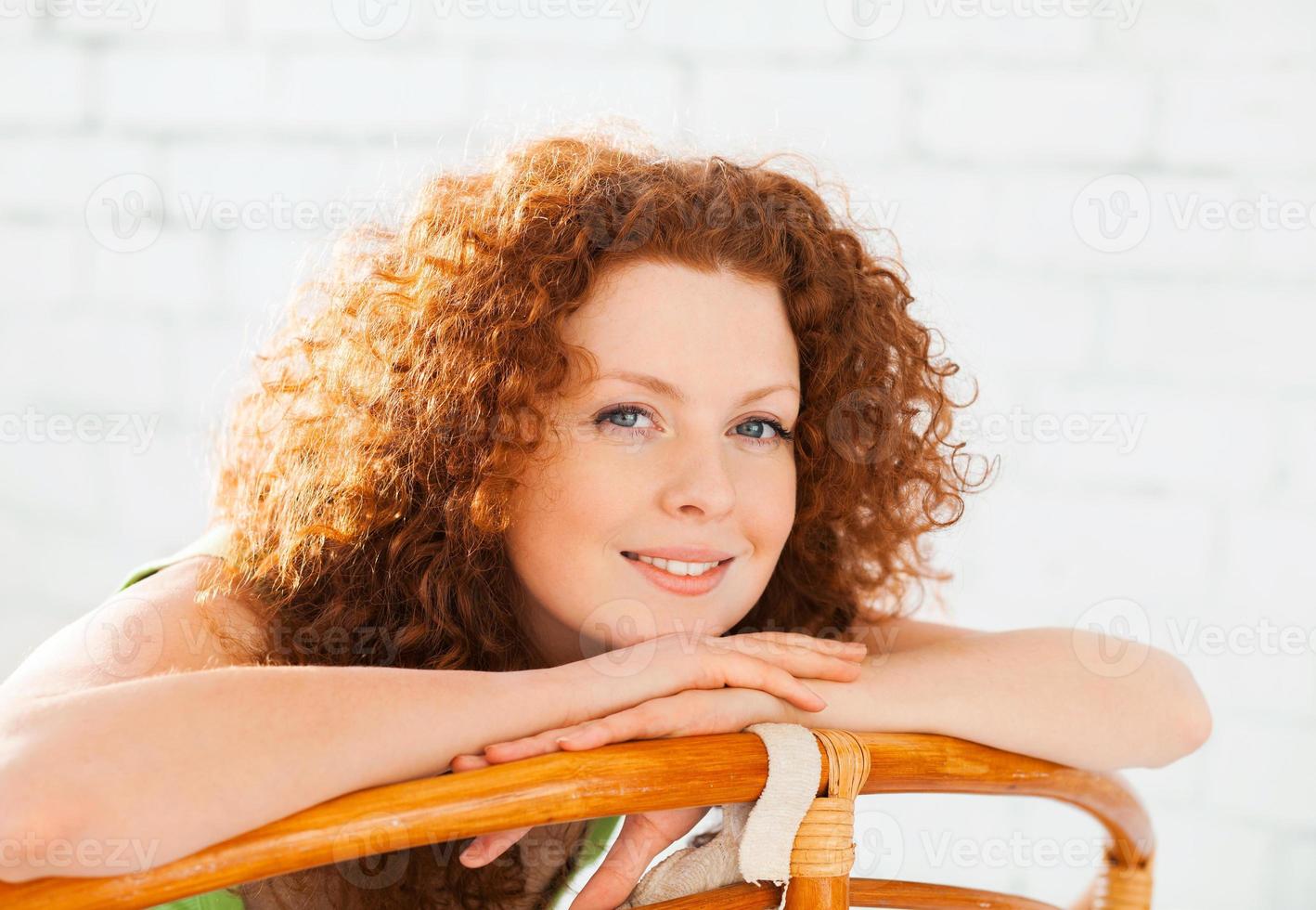 Lovely woman in a living room photo