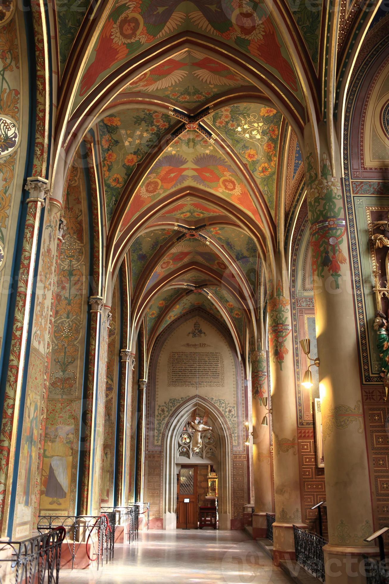 Interior of gothic revival basilica photo