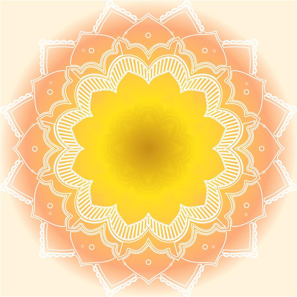 Mandala in orange and yellow color vector