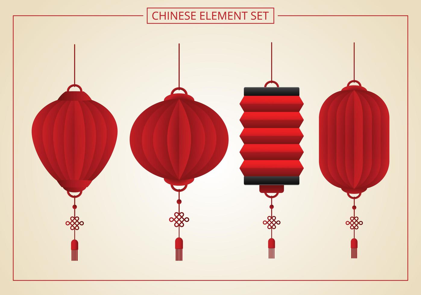 Chinese lantern set of 4 vector