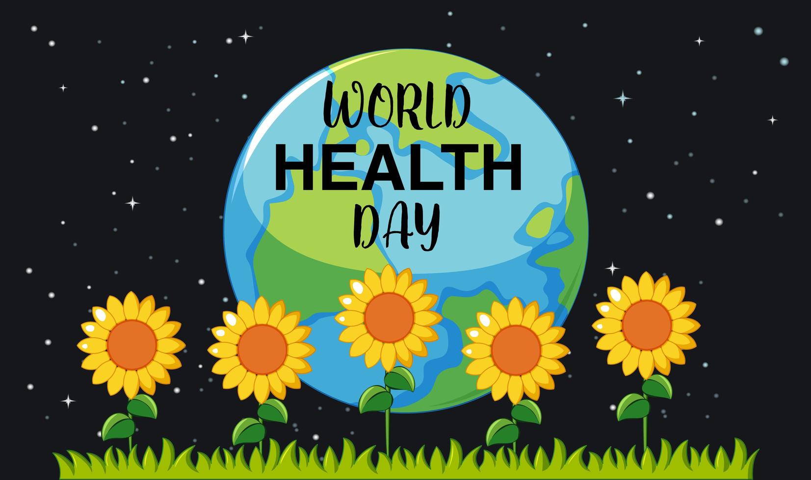 World health day with sunflowers  vector