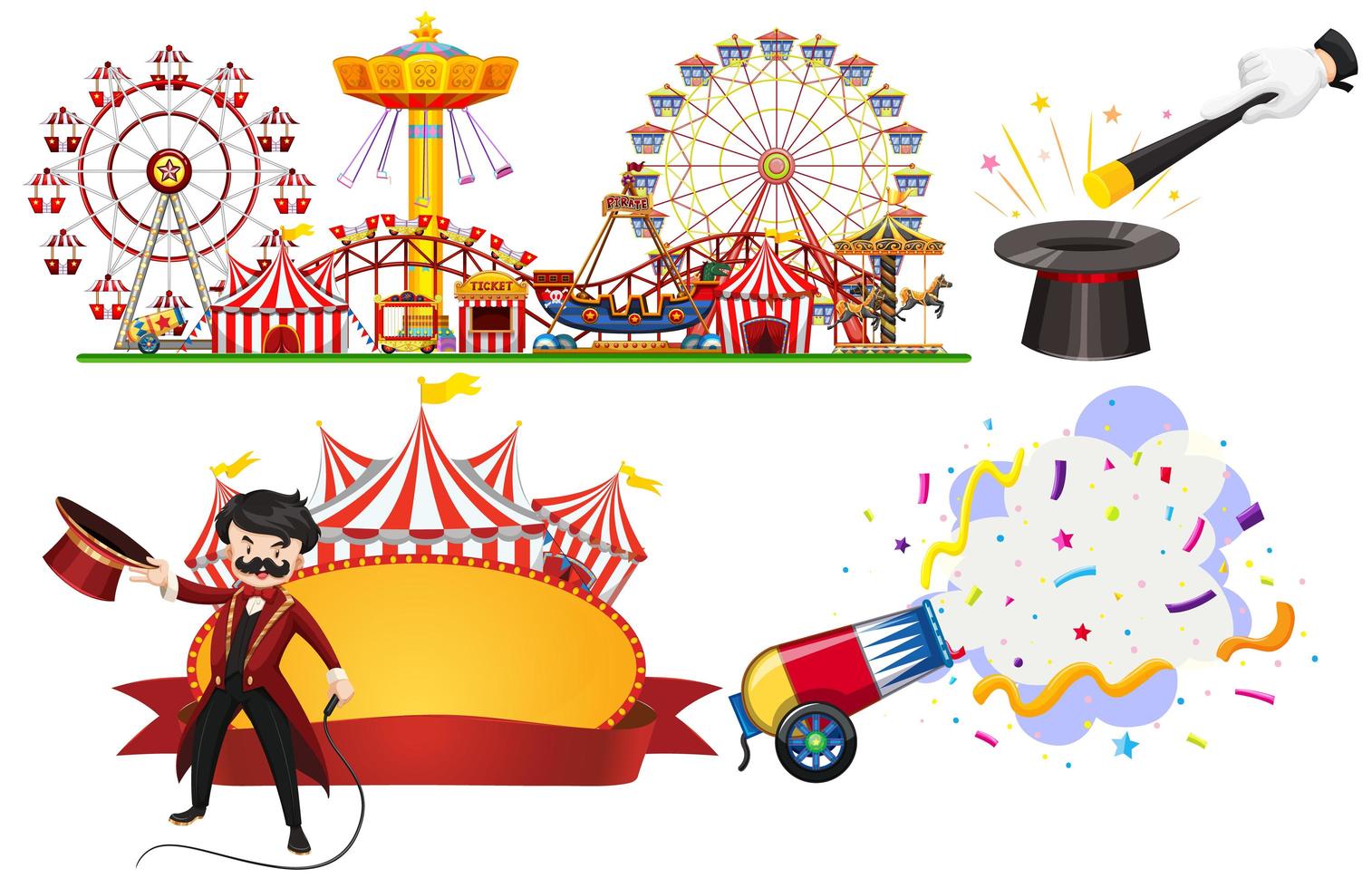 Circus sign and themepark scene vector